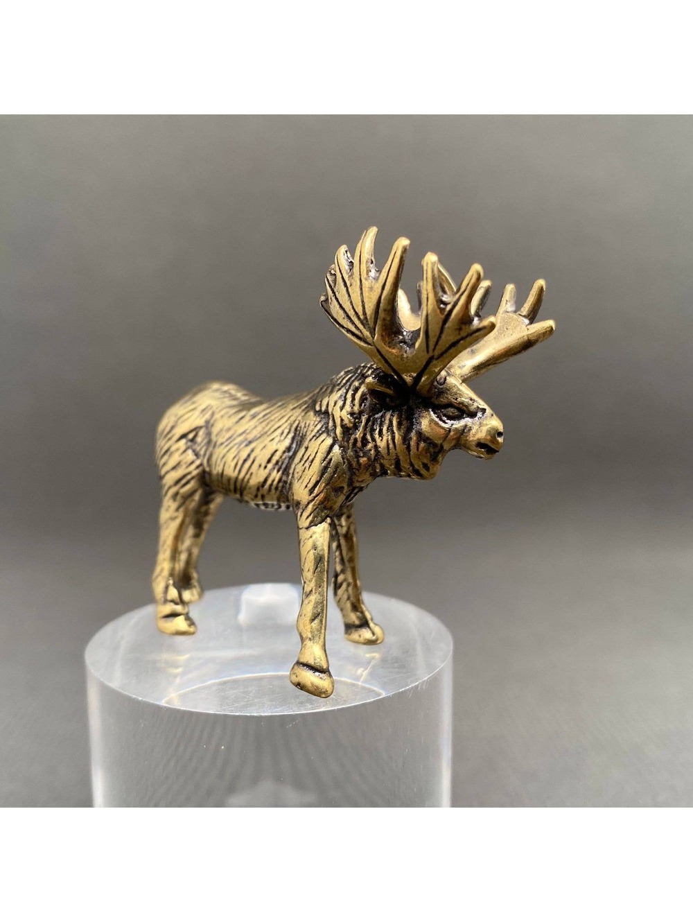 Small Brass Moose Figurine Miniature - Picture 2 of 4